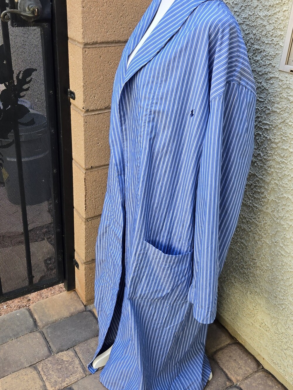 Polo Ralph Lauren Blue Striped Women’s Long Cotton Robe - Picture 3 of 6
